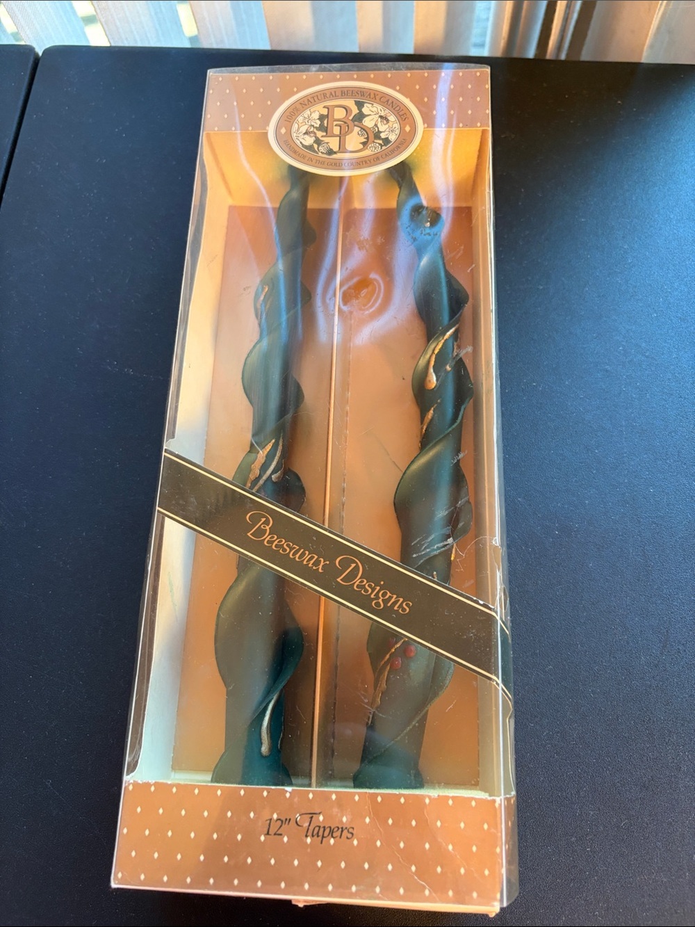 Beeswax Designs 12” Teal Twisted Taper Candles - Pair